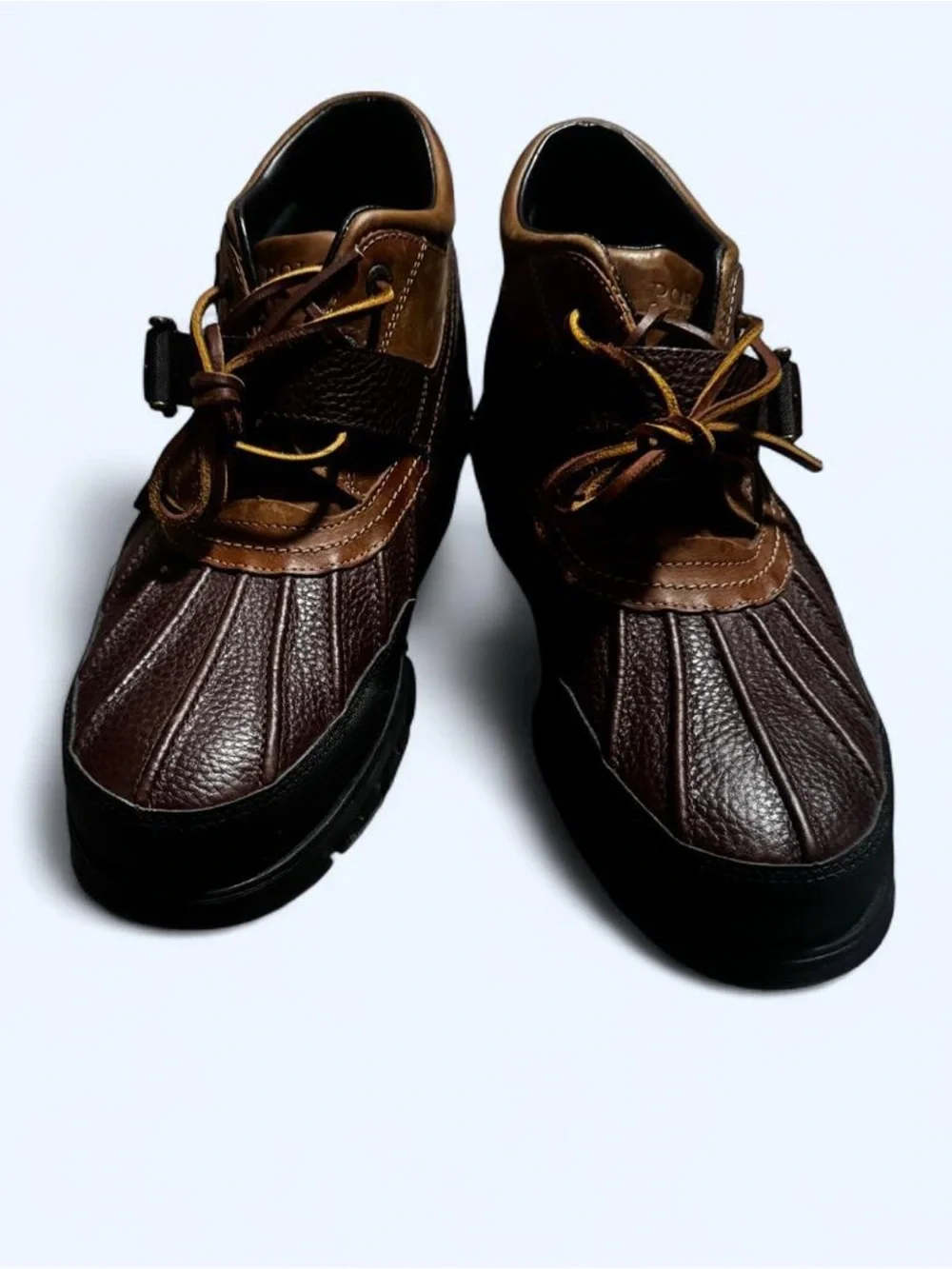 Polo by Ralph Lauren Brown Leather Duck Boots with Black Soles